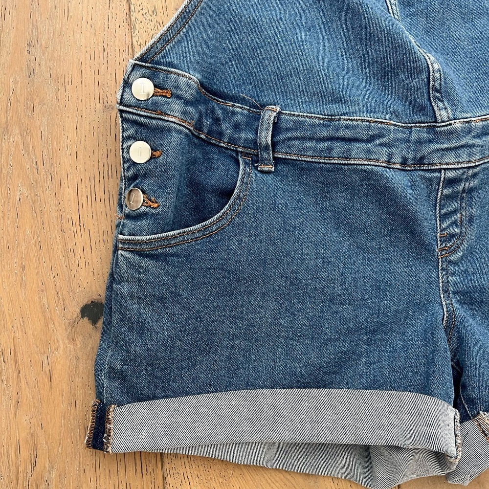 Ingrid Isabel Maternity Shortall Overall Blue Denim Size 6 Summer Casual - Picture 2 of 6